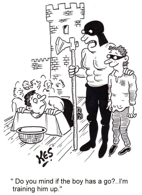 'Do you mind if the boy has a go?.. I'm training him up.'