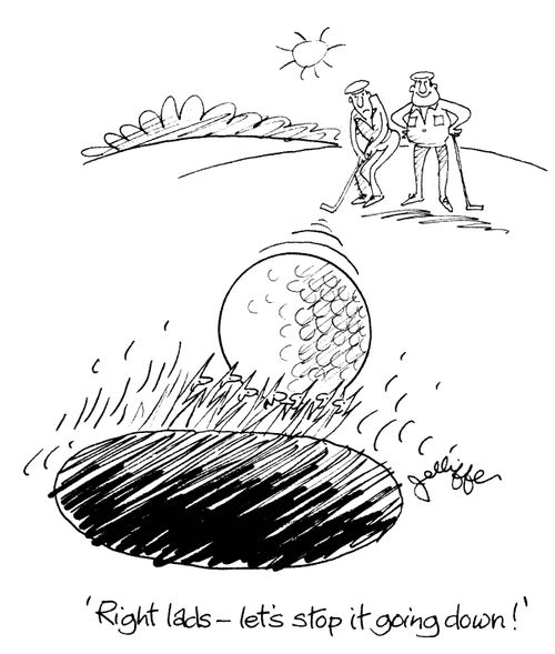 Worms saying as golf ball approaches: 'Right lads - let's stop it going down!'
