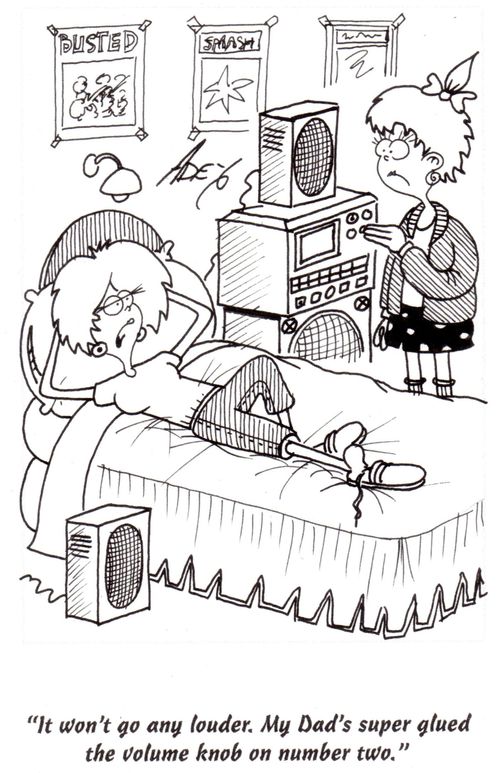 "It won't go any louder.My dad super glued the volume knob on number two."