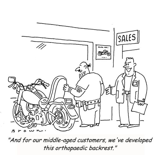 'And for our middle-aged customers, we've developed this orthopaedic backrest.'