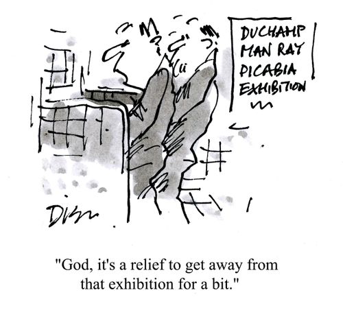 'God, it's a relief to get away from that exhibition of a bit.'