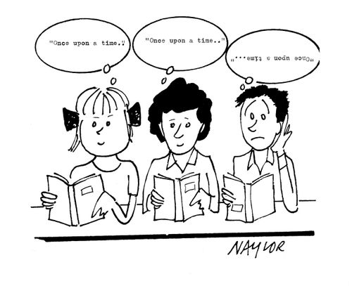 Girl reading book upsidedown.