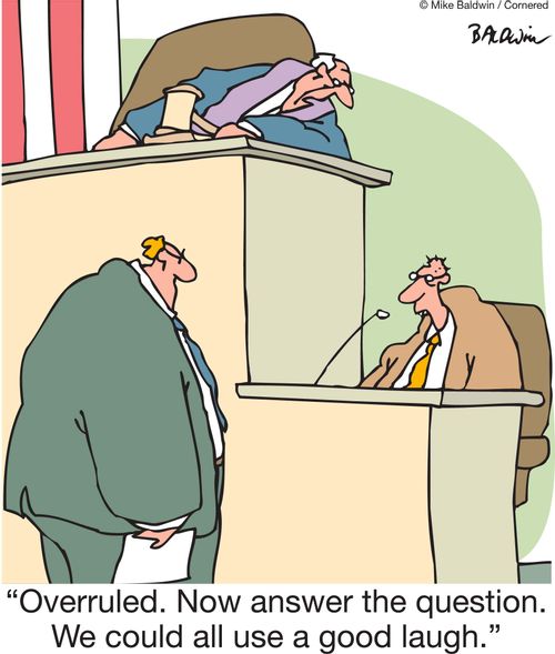 'Overruled. Now answer the question. We could all use a good laugh.'