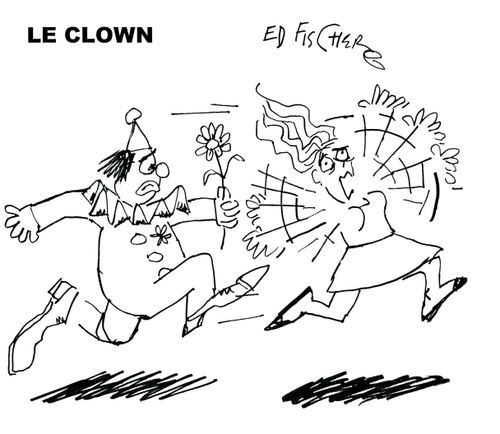 'Romance-minded clown in hot pursuit of woman'