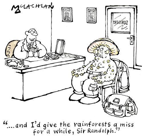 '... and I'd give the rainforests a miss for a while, Sir Randolph.'