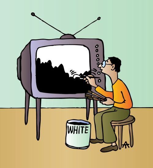 Artist Painting his Television.