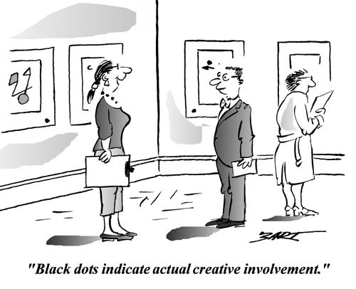 'Black dots indicate actual creative involvement.'