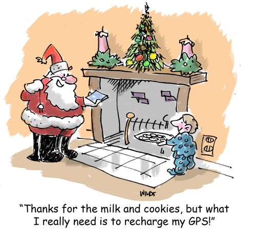 'Thanks for the milk and cookies, but what I really need is to recharge my GPS!'