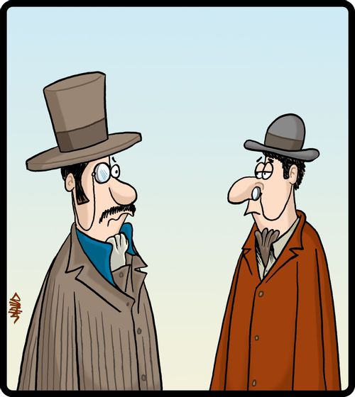 Strange man has a nose monocle.
