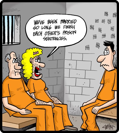 'We've been married so long we finish each other's prison sentences.'