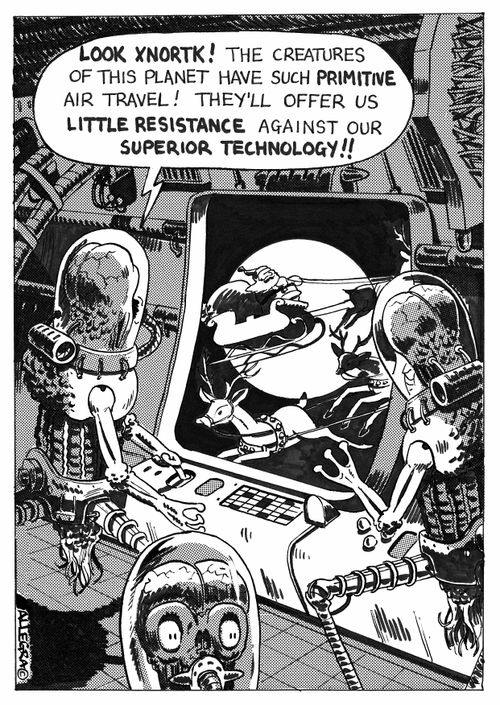 'Look Xnortk! The creatures of this planet have such primitive air travel! They'll offer us little resistance against out superior technology!!'