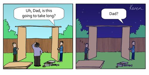 'Uh, Dad, is this going to take long?'