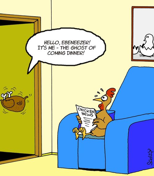 'Hello, Ebeneezer! It's me - the ghost of coming dinner!'