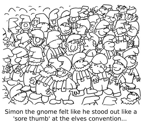 Simon the gnome felt like he stood out like a 'sore thumb' at the elves convention...