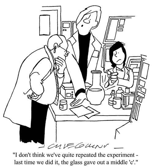 'I don't think we've quite repeated the experiment - last time we did it, the glass gave out a middle 'c'.'
