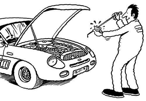 Mechanic checking oil.