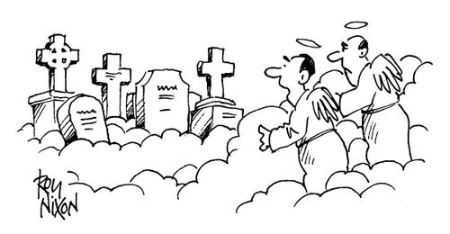 Angels surprised to see a graveyard in Heaven