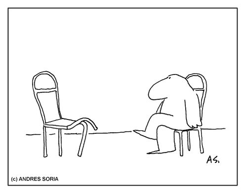 A chair with crossed legs