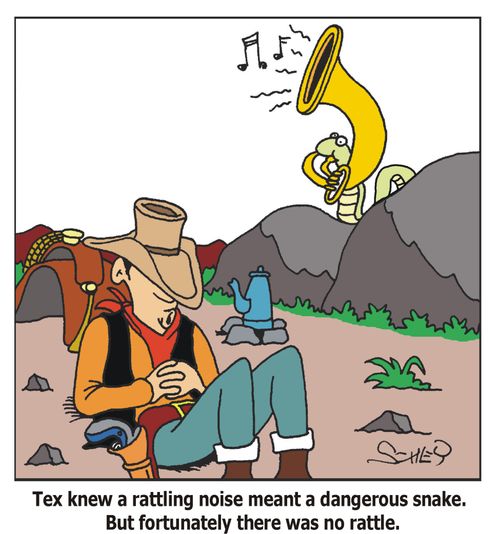 Tex knew a rattling noise meant a dangerous snake. But fortunately there was no rattle.