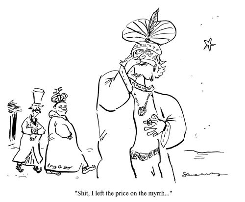 'Shit, I left the price on the myrrh...'