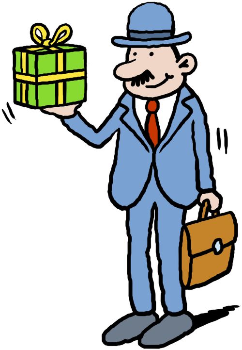 Tax man presenting a gift.