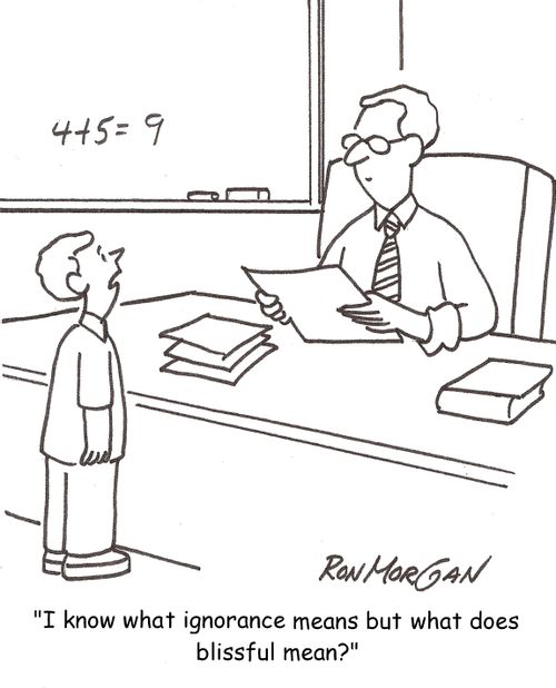 'I know what ignorance means but what does blissful mean?'