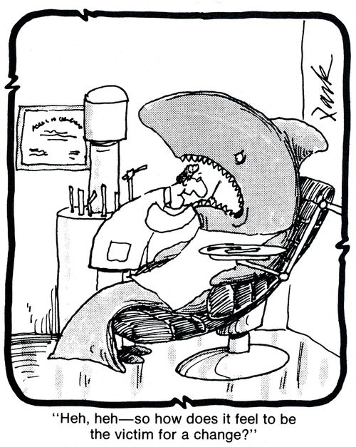 'Heh, heh - So how does it feel to be the victim for a change?'