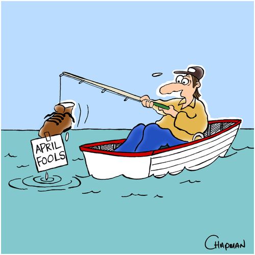 Fisherman hooks shoe with April Fools note attached.
