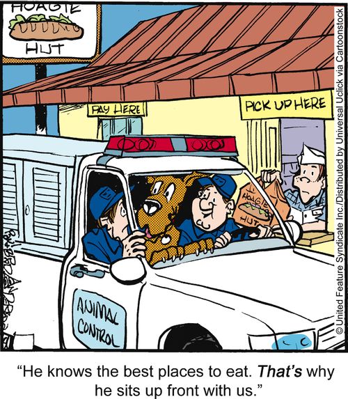 'He knows the best places to eat. That's why he sits up front with us.'