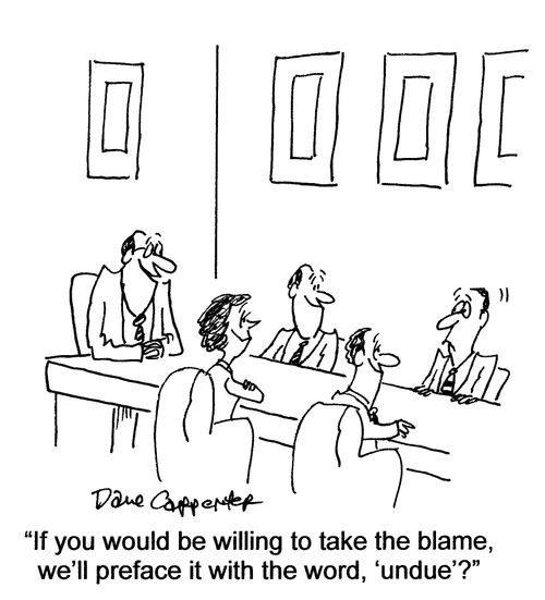 'If you would be willing to take the blame, we'll preface it with the word 'undue'?'