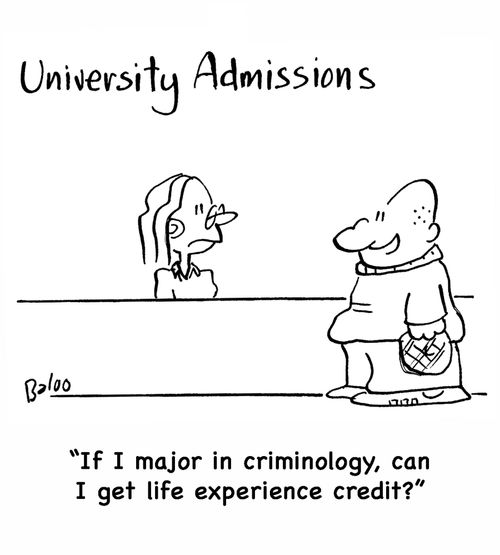 'If I major in criminology, can I get life experience credit?'