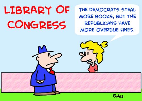 'The Democrats steal more books, but the Republicans have more overdue fines.'