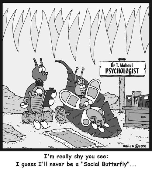 'I'm really shy you see: I guess I'll never be a 'Social Butterfly'...'