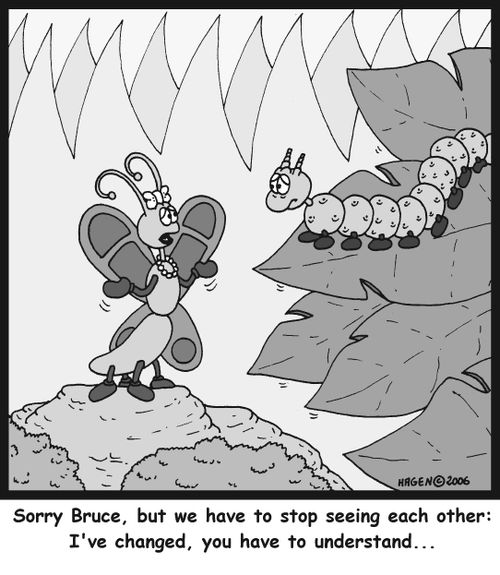 'Sorry Bruce, but we have to stop seeing each other: I've changed, you have to understand...'