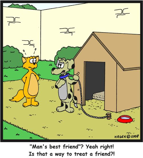 ''Man's best friend'? Yeah right! Is that a way to treat a friend?!'
