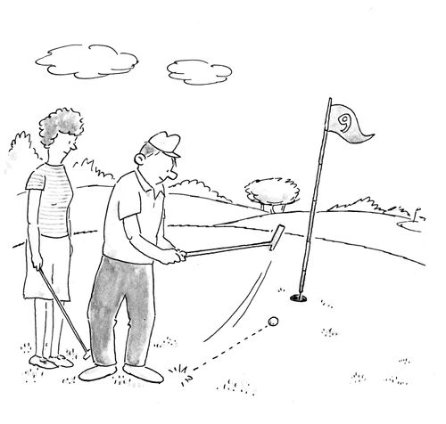Wife puts her husband off at golf.