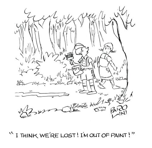 'I think we're lost! I'm out of paint!'
