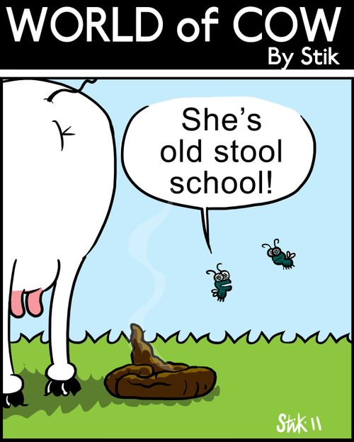 She's old stool school!