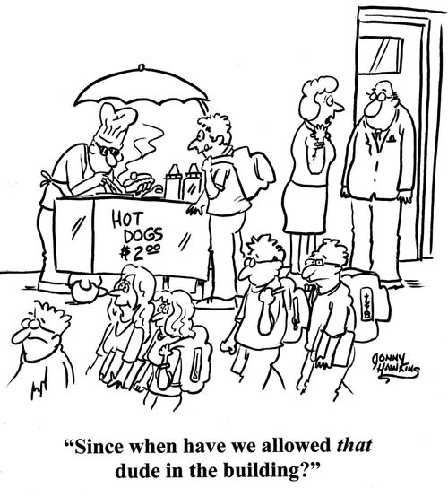 Teacher to other about hot dog vendor: 'Since when have we allowed that dude in the building?'
