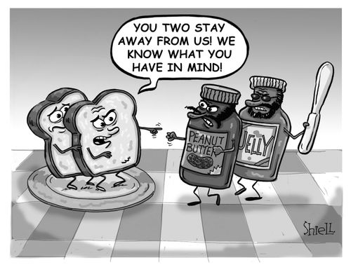 Peanut Butter and Jam Attack. BW