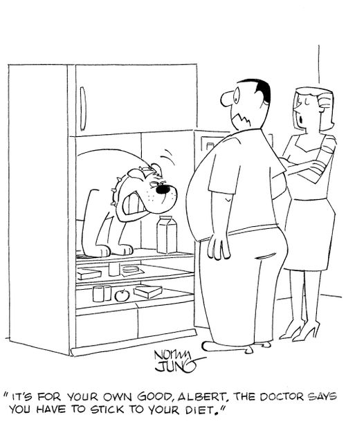 'It's for your own good, Albert. The doctor says you have to stick to your diet.'