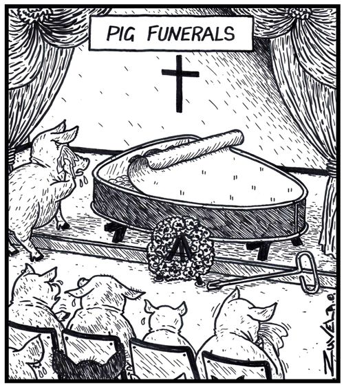 Pig funerals.
