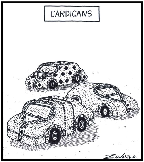 Visual Gag Cardigans Cars wearing Cardigans made for Cars