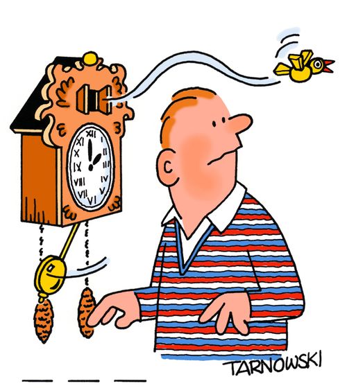 Cuckoo flying out of its clock.