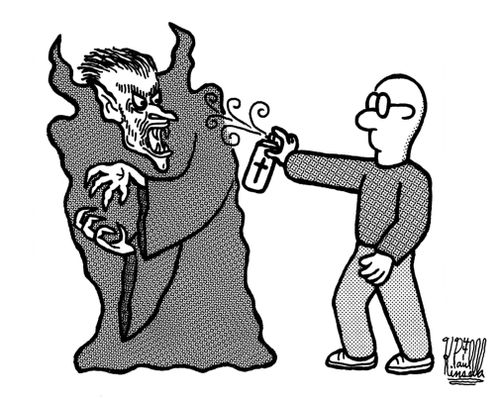 Vampire shunning crucifix-in-a-can.