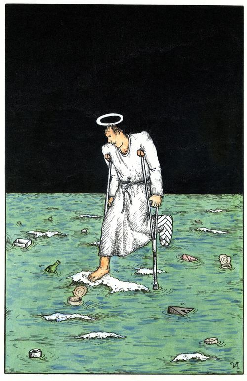 Saint Walking On Polluted Water