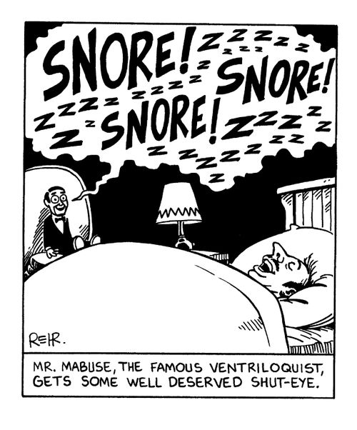 Sleeping ventriloquists dummy snoring