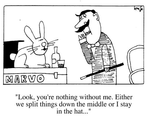 "Either we split things down the middle or I stay in the hat."