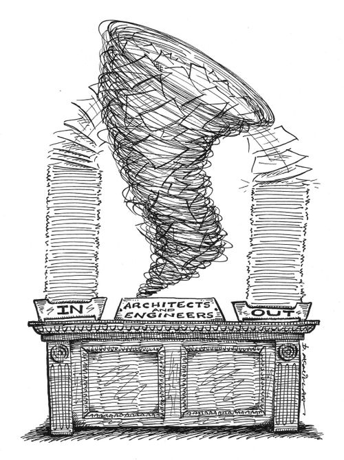 Whirlwind of architects and engineers.