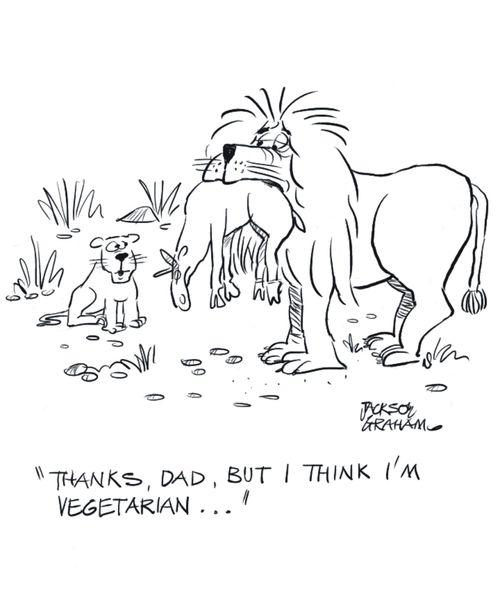 "Thanks, Dad, but I think I'm vegetarian..."